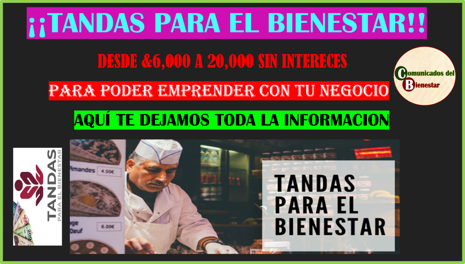 TU OPORTUNIDAD LLEGO CON TANDAS PARA EL BIENESTAR ENTERATE DE