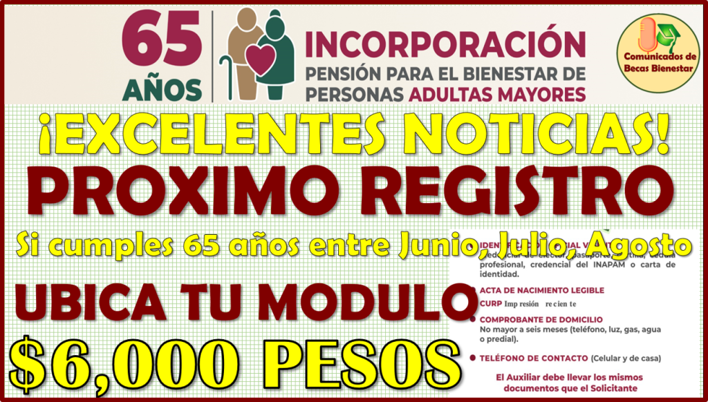 Cuando será el PRÓXIMO REGISTRO de la Pensión Bienestar del Adulto