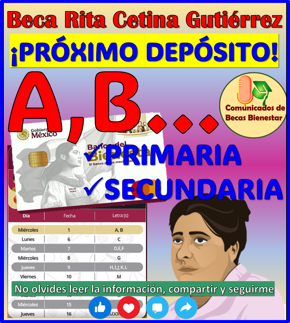 PRÓXIMO DEPÓSITO OFICIAL DE LA BECA RITA CETINA ¿QUIENES RECIBEN SU APOYO ECONÓMICO?