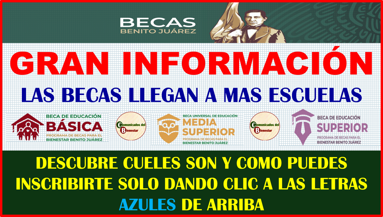 ATENCIÓN BENEFICIARIOS DEL PROGRAMA BECAS BENITO JUAREZ SE AMPLÍA Y AGREGAN MAS ESCUELAS AL PROGRAMA