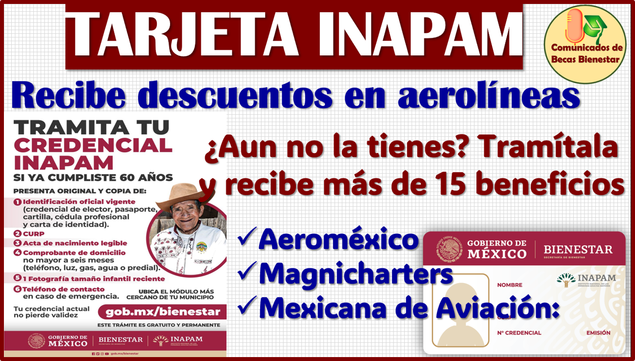Atención Adulto Mayor, podrás solicitar descuento en aerolíneas mexicanas con la Tarjeta del INAPAM