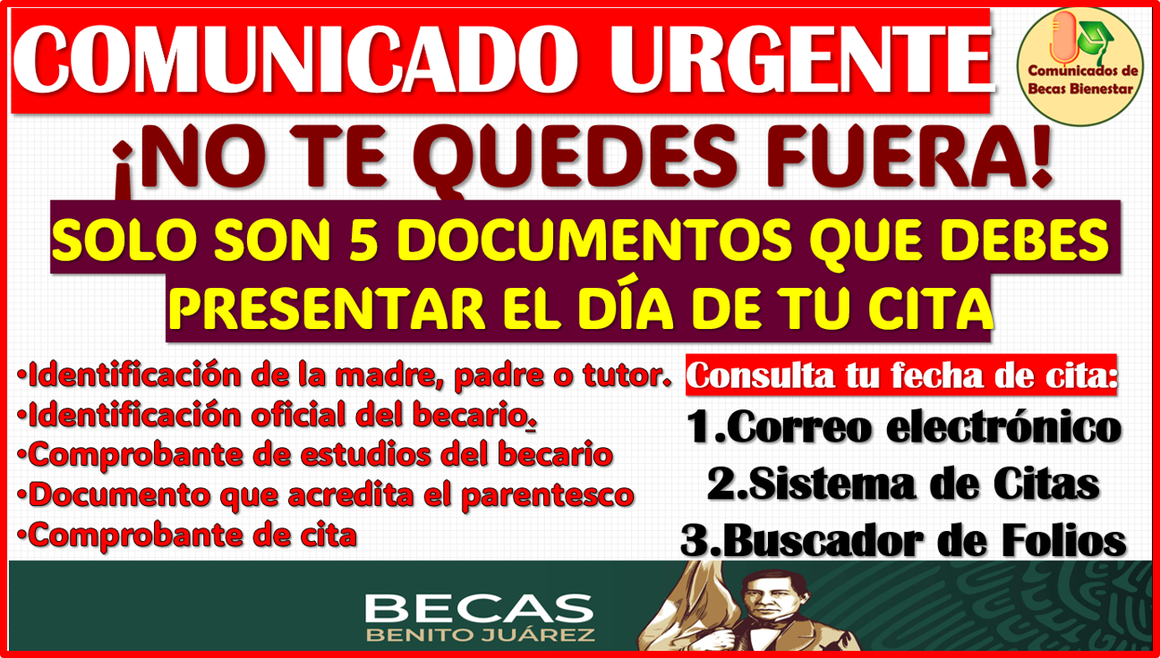 Solo debes presentar 5 documentos para formar parte de las Becas Benito Juárez Básica ¡CONSULTA TU CITA!
