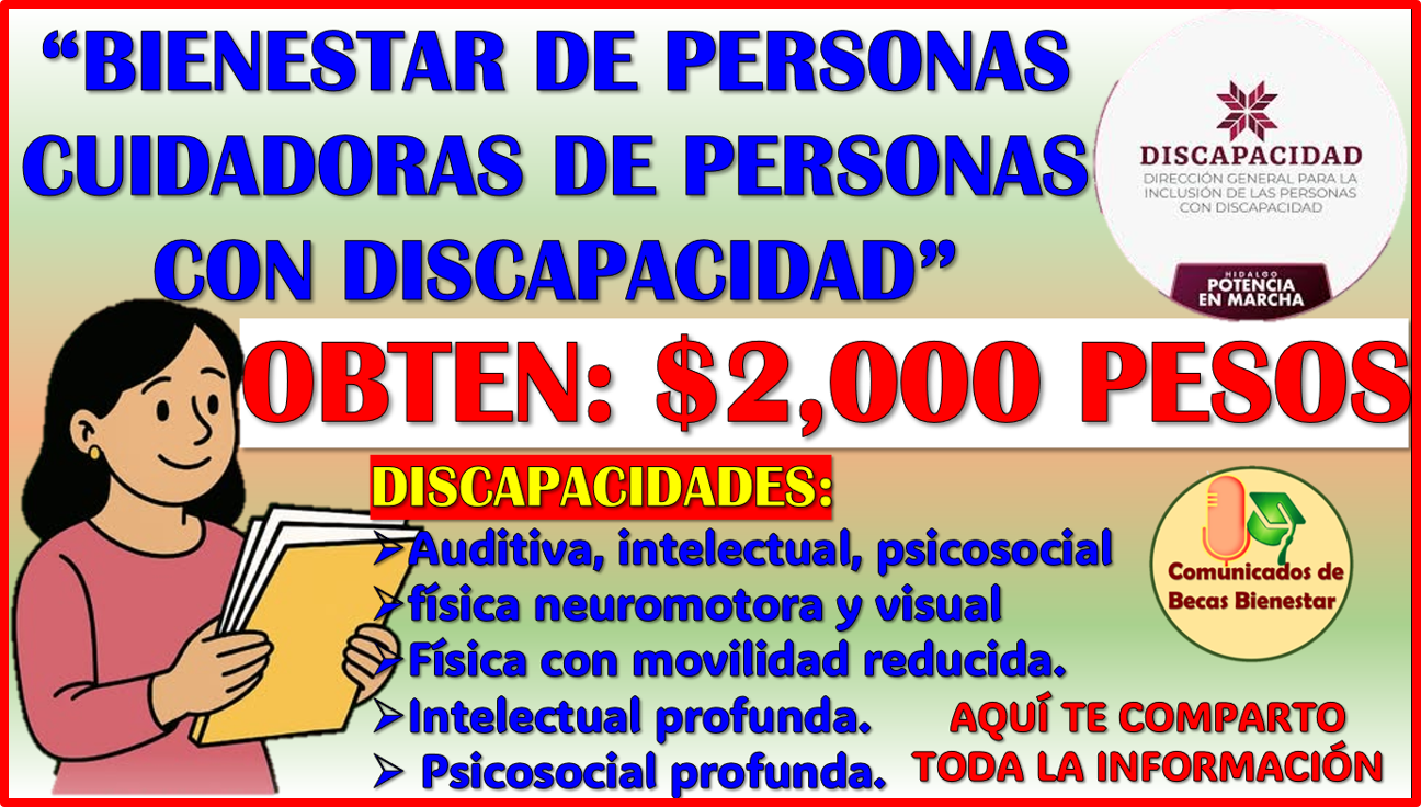 BIENESTAR DE PERSONAS CUIDADORAS DE PERSONAS CON DISCAPACIDAD ¡YA ESTA DISPONIBLE EL PROGRAMA!