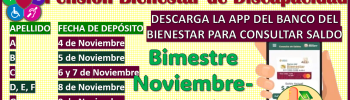 Conoce el Calendario de Pagos de la Pensión Bienestar de Discapacidad Bimestre Noviembre-Diciembre 2024