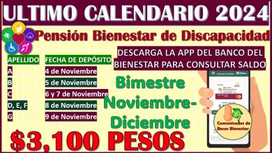 Conoce el Calendario de Pagos de la Pensión Bienestar de Discapacidad Bimestre Noviembre-Diciembre 2024