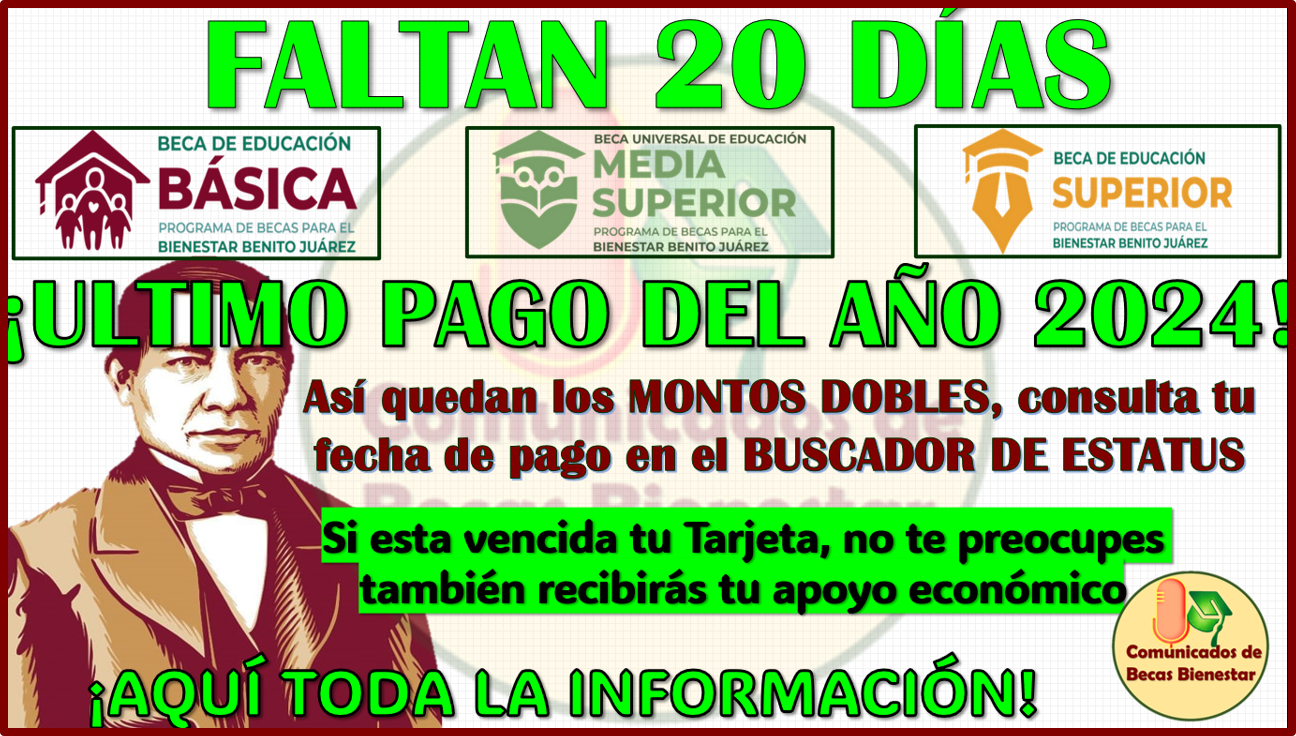 ≫ Faltan 20 días para que inicie el ULTIMO PAGO de las Becas Benito ...
