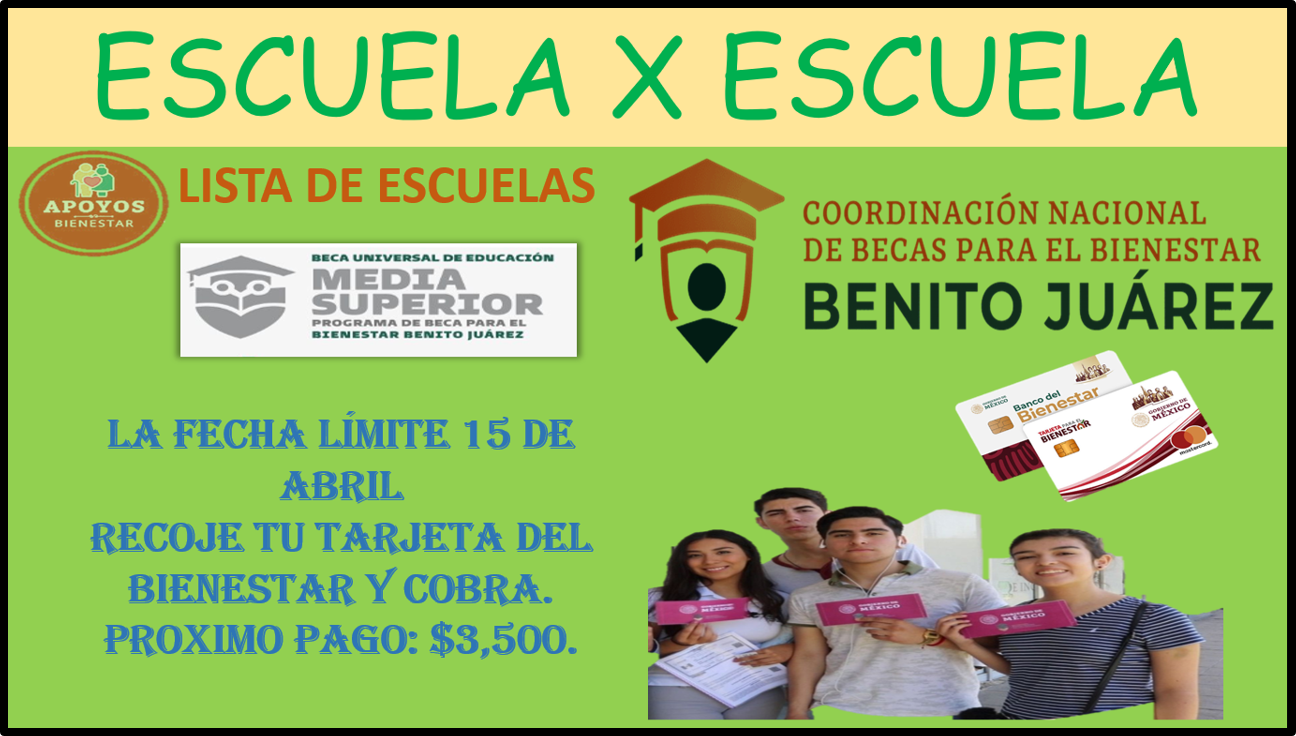 Becas Benito Juárez 2023: ¡ATENCIÓN ESTUDIANTES Escuelas que reciben Tarjeta del Banco del Bienestar hasta el 15 de abril!