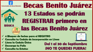 Estos son los PRIMEROS 13 Estados que podrán Incorporarse en las Becas Benito Juárez Nivel Básico