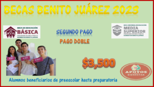 ¡¡ATENCIÓN PAGO DOBLE!! Alumnos beneficiarios de la Beca Benito Juárez; Pago de $3,500