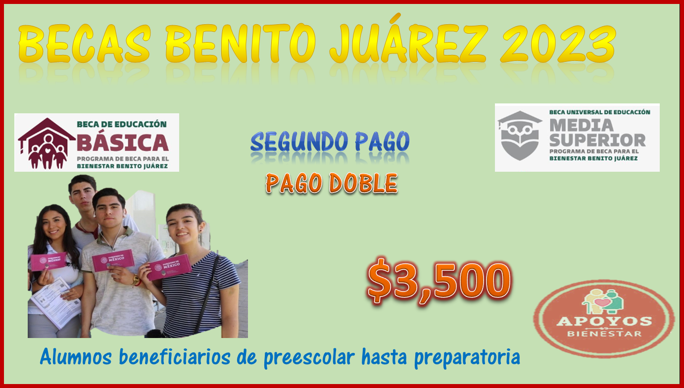 ¡¡ATENCIÓN PAGO DOBLE!! Alumnos beneficiarios de la Beca Benito Juárez; Pago de $3,500