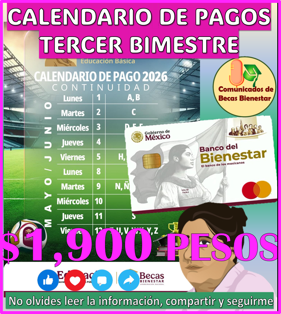 ≫ CALENDARIO DE PAGOS DE LA BECA RITA CETINA CONTINUIDAD 2026: TERCER ...