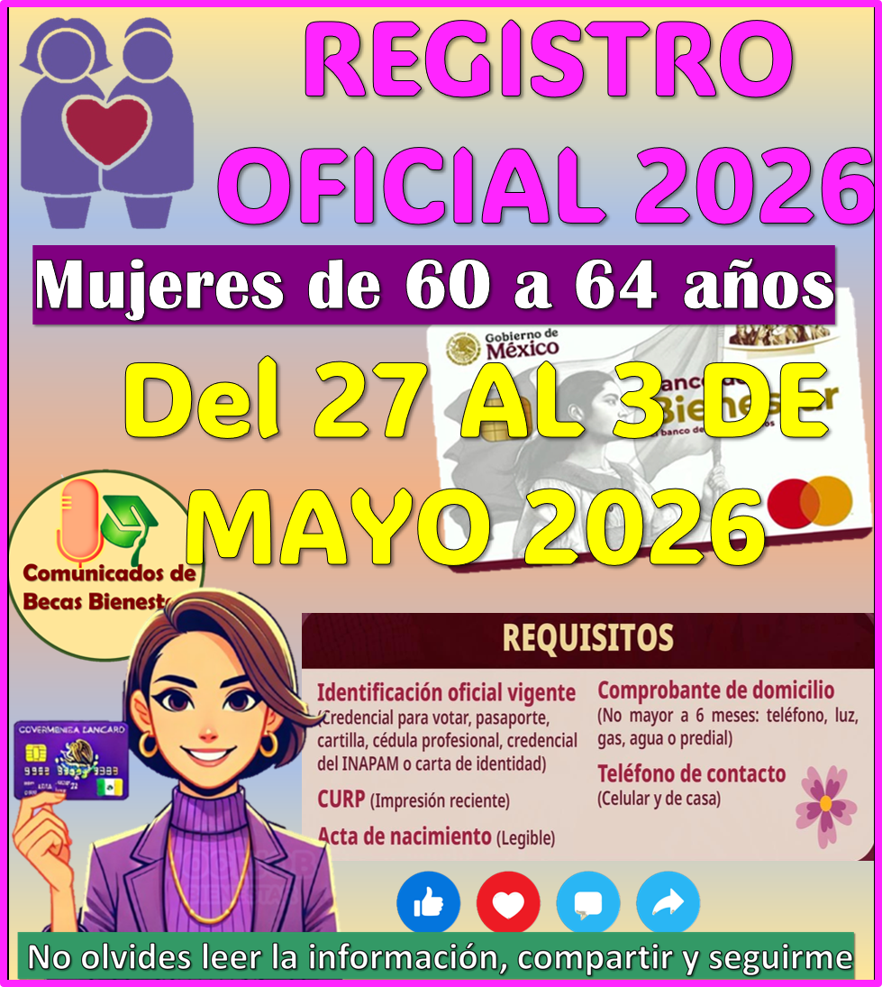 ≫ CALENDARIO OFICIAL DE REGISTRO PARA EL PROGRAMA PENSIÓN MUJERES ...
