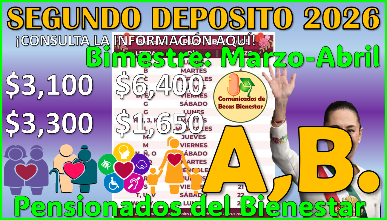 ¿Como quedaria el segundo calendario oficial de pagos de las pensiones del bienestar 2026? aquí te explico