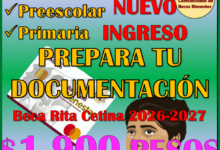 FECHAS OFICIALES DE REGISTRO: PRIMARIA Y SECUNDARIA BECA RITA CETINA 2026-2027
