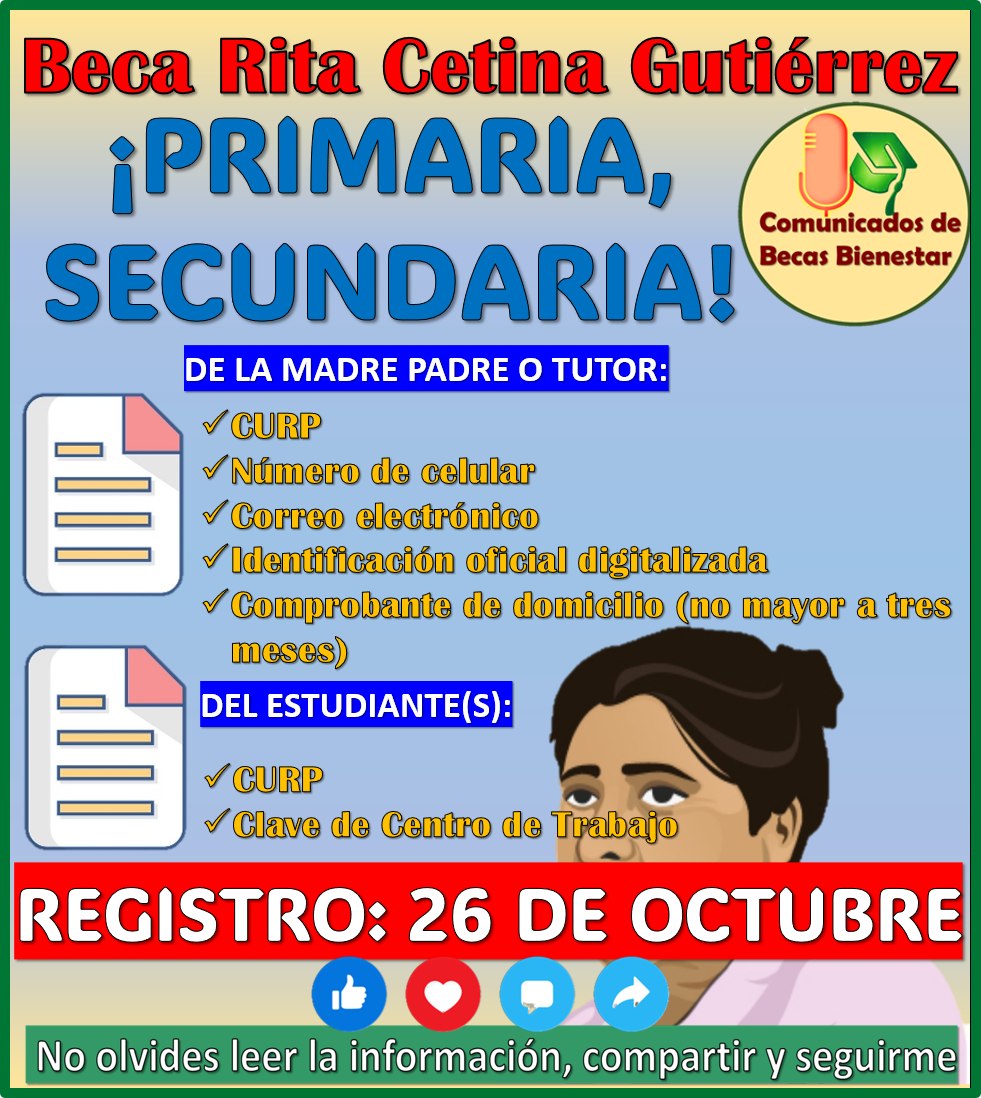 PASOS para realizar tu registro en la Beca Rita Cetina: Secundaria y Primaria 2026-2027