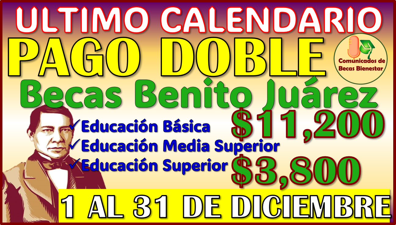 ULTIMO CALENDARIO OFICIAL DE PAGOS: BECAS BENITO JUAREZ 2024