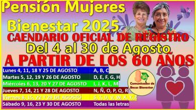 CALENDARIO DE REGISTRO para la Pensión Mujeres Bienestar 2025, aqui te lo comparto