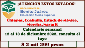 Del 12 al 18 estos son los estados y escuelas en atender esta semana, ¡que no se te pase!