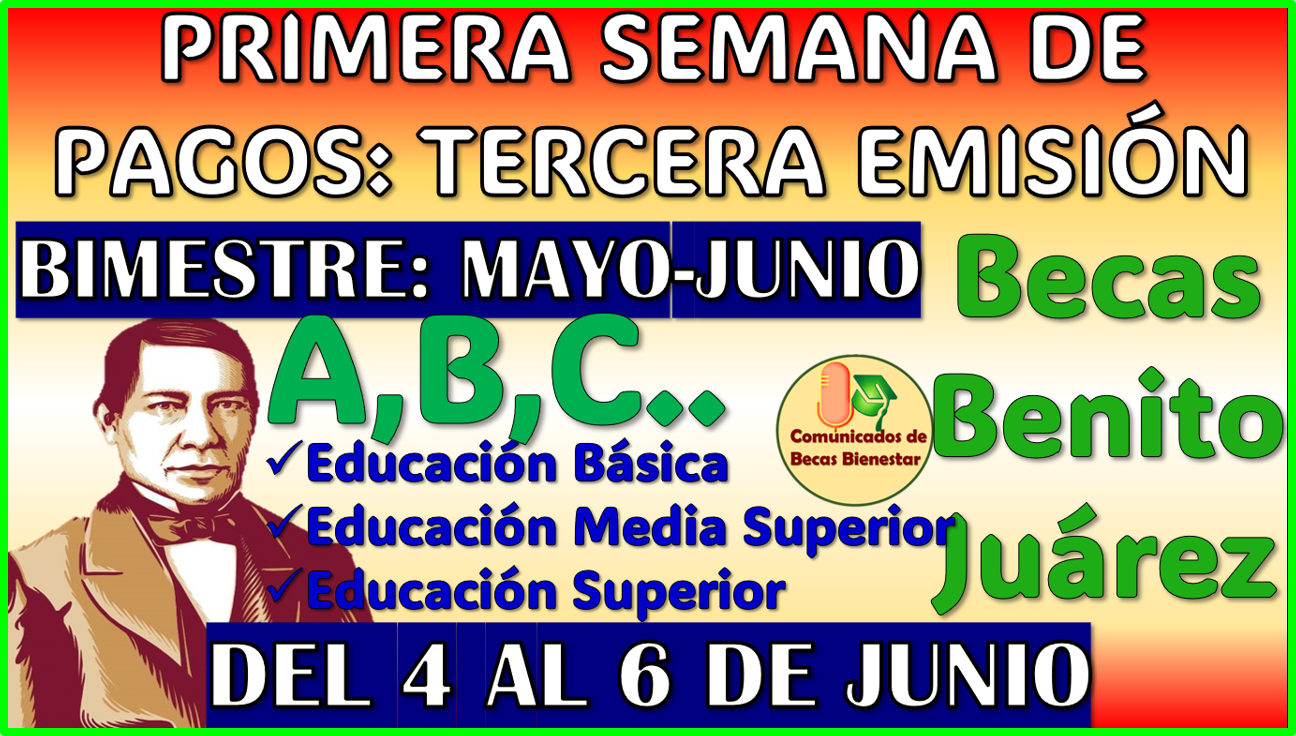 Primera Semana de Pagos de las Becas Benito Juárez 2025: TERCERA EMISIÓN