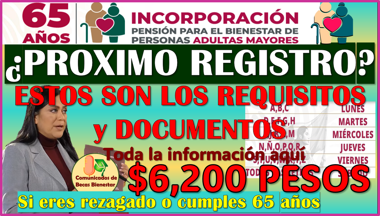Requisitos y documentos para el PROXIMO REGISTRO: Pensión Bienestar del Adulto Mayor 2025
