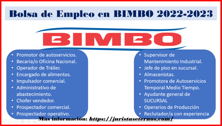 Conoce todas las nuevas vacantes 2022-2023 para la Empresa BIMBO: AquÃ­ te decimos todo lo que necesitas saber.