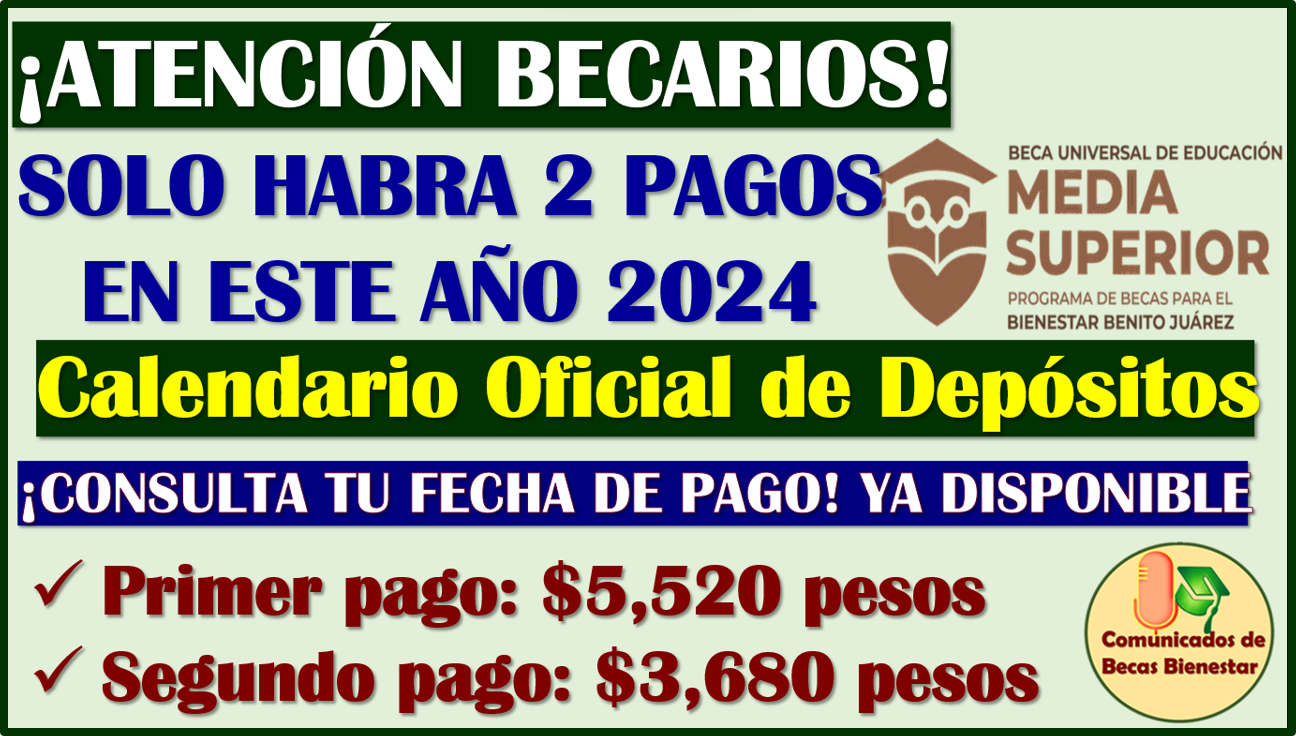Becas Benito Juárez Media Superior: ¡SOLO HABRÁ 2 PAGOS en este año 2024! consulta tu fecha de deposito