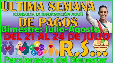 Ultima semana de pagos de las Pensiones del Bienestar: Bimestre Julio-Agosto 2025