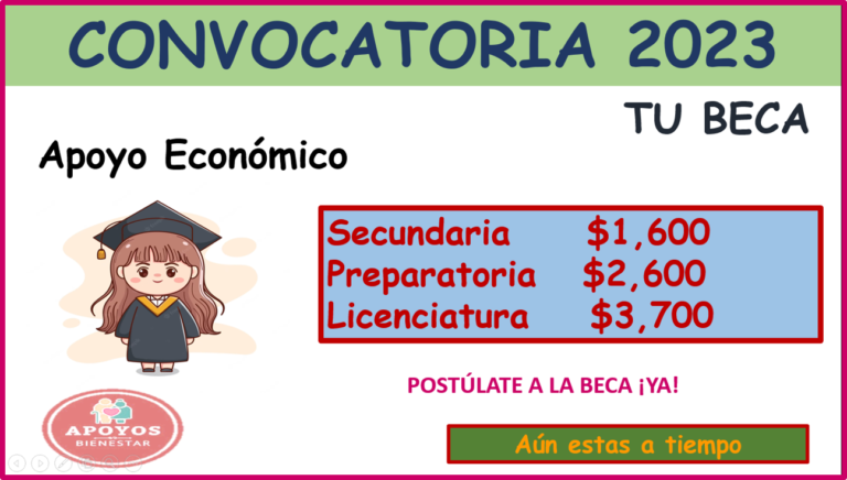 CONVOCATORIA TU BECA 2023 CONVOCATORIA DISPONIBLE; Recibe hasta 3 mil 700 pesos Â¡PostÃºlate YA!