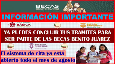 INFORMACIÓN IMPORTATE, EL SISTEMA DE CITAS ESTARA ABIERTO TODO EL MES DE AGOSTO PARA PODER TERMINAR TODOS LOS TRAMITES DE LA BECA BENITO JUÁREZ