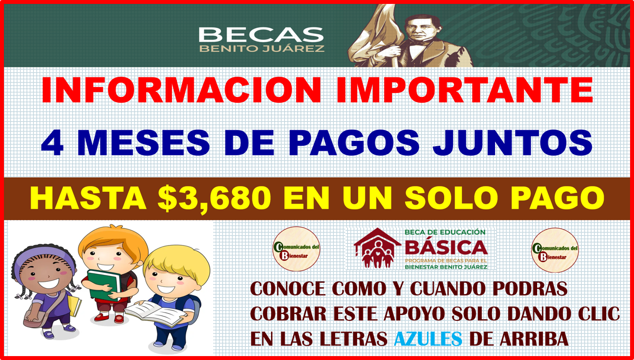 ATENCION BENEFICIARIOS DE BECAS BENITO JUAREZ TU PRIMER PAGO AL DOBLE $3,680 DE PAGO EN TU PROXIMO DEPOSITO