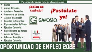 Empleos Disponibles en Gayosso 2022-2023