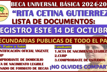 ¡ATENCIÓN SECUNDARIAS! documentos para el registro de la nueva Beca Universal Rita Cetina Gutierrez 2024-2025