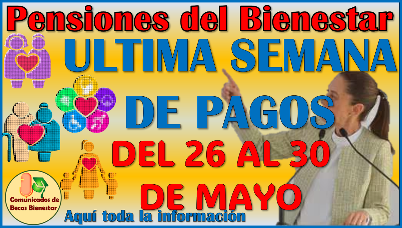 ¡ULTIMA SEMANA DE PAGOS! del bimestre Mayo-Junio de las Pensiones del Bienestar 2025