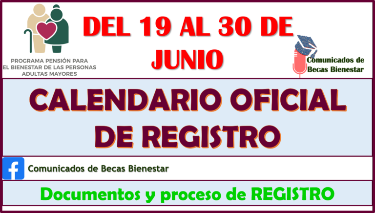 ≫ CALENDARIO OFICIAL DE REGISTRO de la Pensión Bienestar del Adulto ...