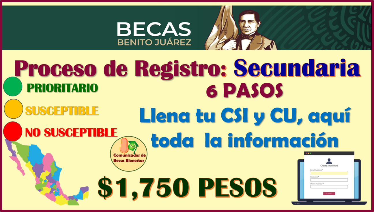 Proceso de REGISTRO completo para Secundaria: Becas Benito Juárez, aquí toda la información completa