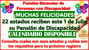 ¡MUCHAS FELICIDADES! 22 estados que reciben su Pensión Bienestar de Discapacidad este 1 de Julio