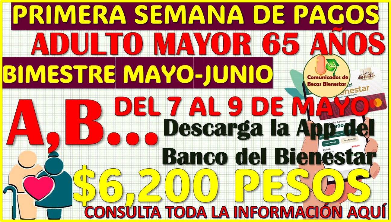 Primera semana de depósitos bimestre MAYO-JUNIO: Pensión Bienestar del Adulto Mayor