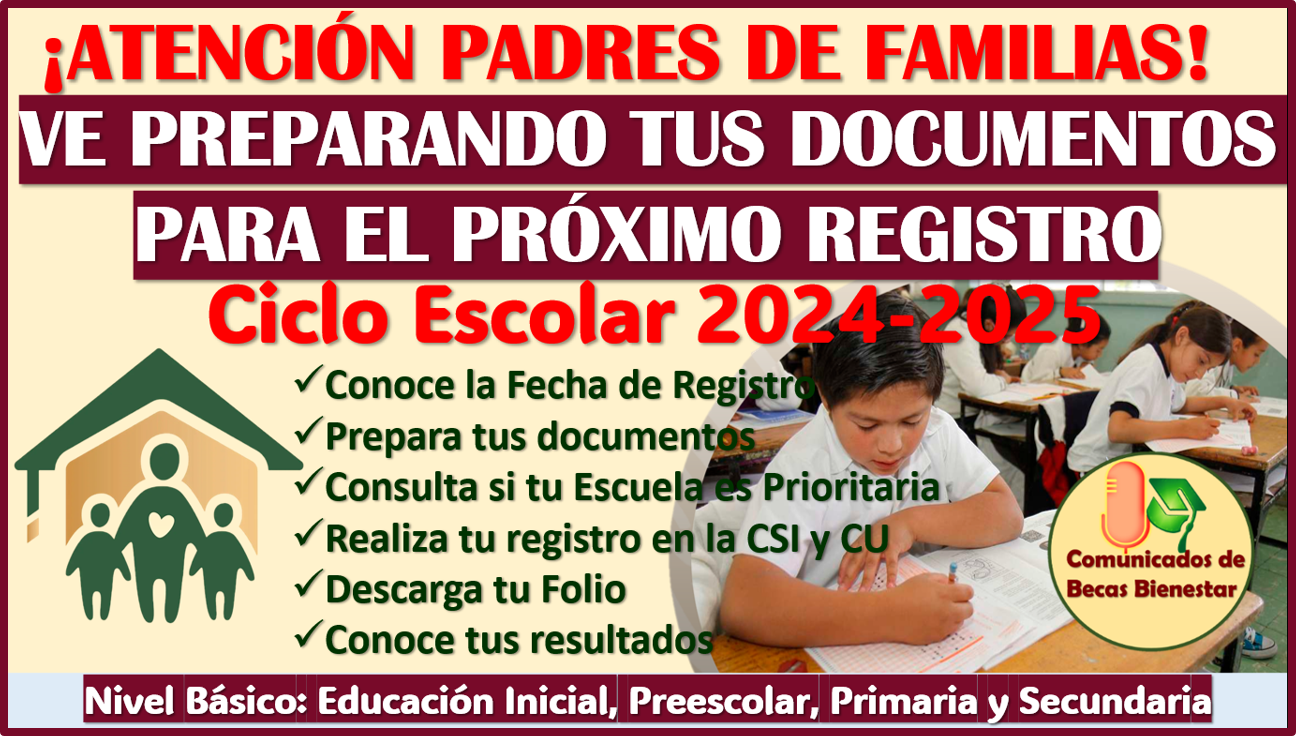 Ve preparando los documentos y requisitos para el PRÓXIMO REGISTRO de las Becas Benito Juárez 2024-2025