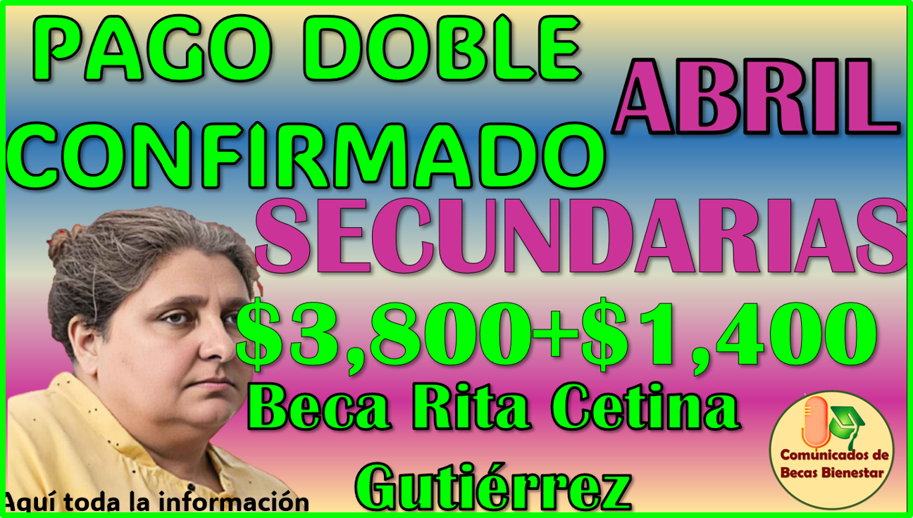 PAGOS DOBLES para los beneficiarios de la Beca Rita Cetina Gutierrez, así quedan los montos