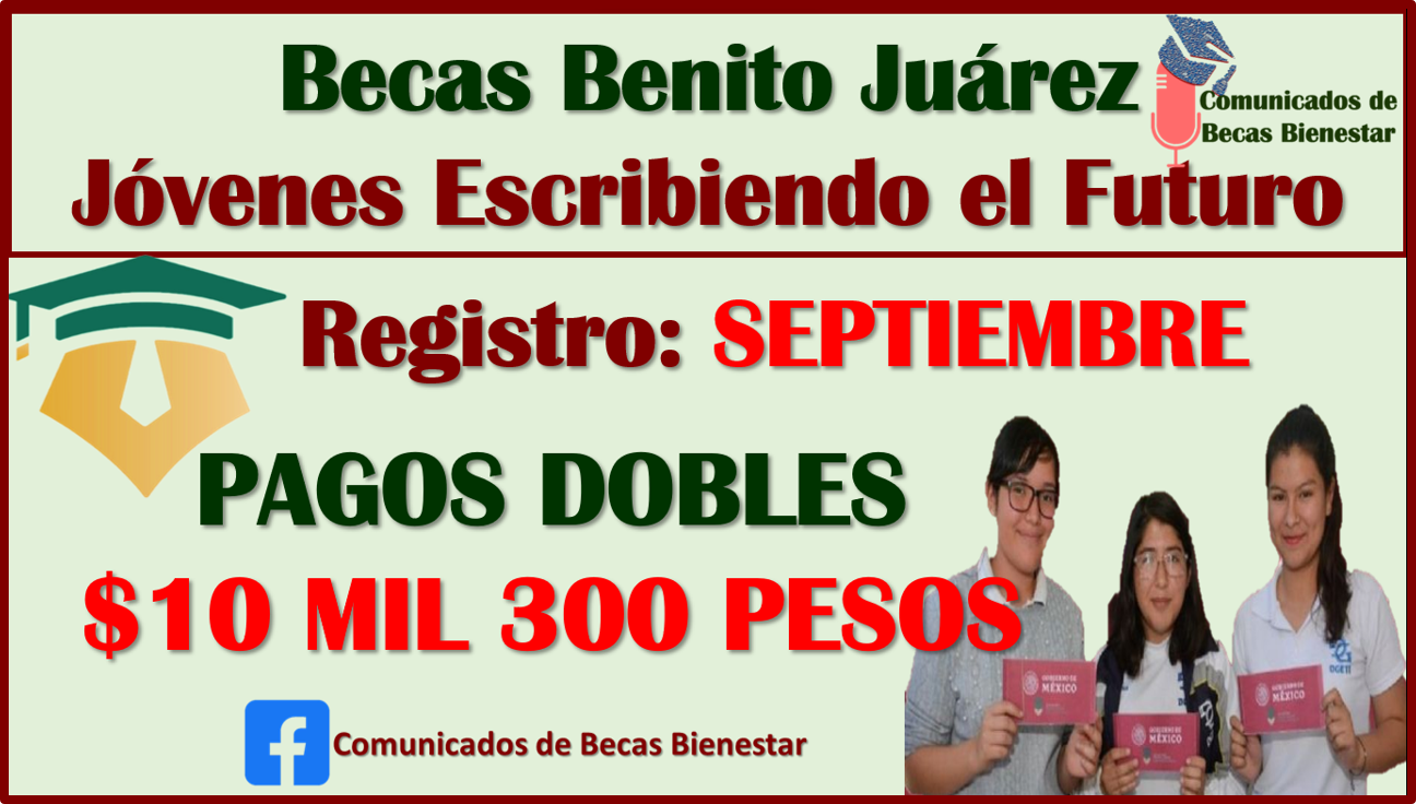 Tu ÚLTIMO PAGO DOBLE de $10 mil 300 pesos lo podrás cobrar en esta fecha: Becas Benito Juárez