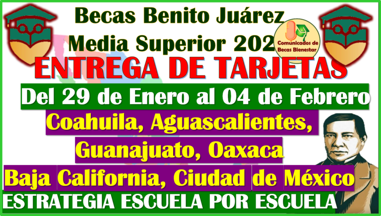 Del 29 de Enero al 4 de Febrero, recibes tu Tarjeta del Bienestar de las Becas Benito Juárez Media Superior