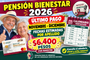 Pensión Bienestar 2026: fechas estimadas del último pago de noviembre-diciembre