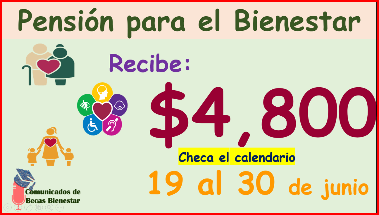 Pensión para el Bienestar de las Personas Adultas Mayores: Recibe $4,800 pesos del 19 al 30 de junio