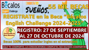 Ya esta disponible la Convocatoria de Bécalos English Challenge 2024-2025, aquí toda la información