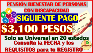 Siguiente deposito para todos los Pensionados del Bienestar de discapacidad ¡INFORMATE!