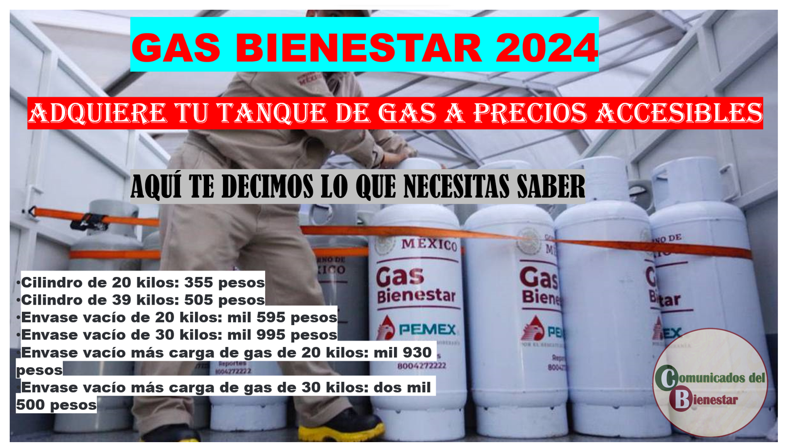 ¡¡¡EL GAS!!! NO ESPERES MAS Y VE POR TU TANQUE DE GAS BIENESTAR CON PRECIOS JUSTOS Y ACCESIBLES PARA TODOS