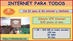 INTERNET PARA TODOS; Navega con $1 peso al día ¡Solicítalo Ya!