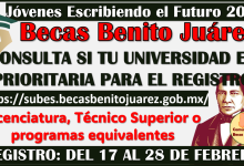 Consulta si tu Universidad es PRIORITARIA para el REGISTRO: Becas Benito Juárez de Educación Superior 2025