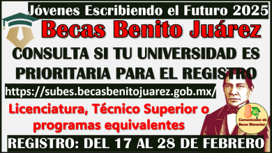 Consulta si tu Universidad es PRIORITARIA para el REGISTRO: Becas Benito Juárez de Educación Superior 2025