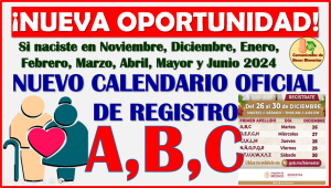 Otra oportunidad estas son las iniciales que se REGISTRAN HOY: A,B,C para la Pensión del Adulto Mayor